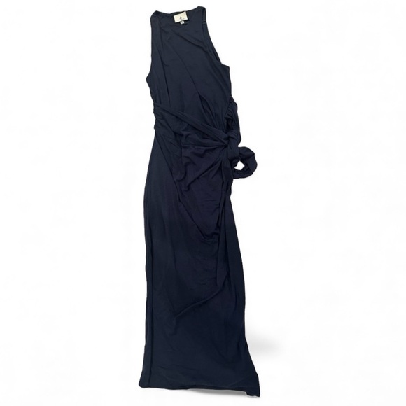 TUCKERNUCK Navy Knit Tie Front Brinley Velour Wrap Dress - Picture 7 of 8